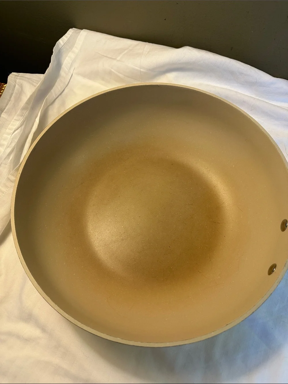 VELOSAN Creamish or yellow Nonstick Frying Pan with Lid -